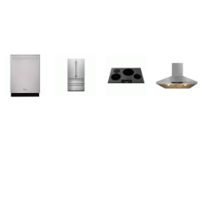 Thor Kitchen 4 Stainless Steel Appliance PKG : 30 Inch Built-In Induction Cooktop, 30 Inch Wall Mount Chimney Range Hood 600CFM REMOTE, Fully Integrated Dishwasher 46 dB Adjustable Upper Rack 3rd Rack, 36 Inch Counter-Depth French Door Refrigerator 2