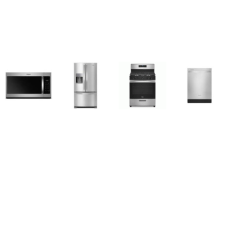 Whirlpool 4 STAINLESS STEEL APPLIANCE PACKAGE : Continuous 5 Burners Gas Range Oven, 1.7CF OTR MW 300 CFM, 55 dBA Fully Integrated Dishwasher, 36 Inch 24.7 cu. ft French Door Refrigerator Ice and Water Dispenser ENERGY STAR