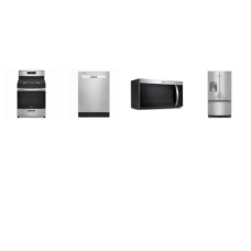Whirlpool 4 STAINLESS :  Gas Range Oven, 1.7CF OTR MW , 55 dBA Dishwasher, 36 Inch French Door Refrigerator Ice and Water Dispenser 