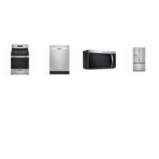 Whirlpool 4 STAINLESS :  Gas Range Oven, 1.7CF OTR MW , 55 dBA Dishwasher, 30CF French Door Refrigerator In-Door Water and Ice Maker