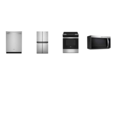 Whirlpool 4 STAINLESS  : Slide-In Electric Range Self Clean Oven, OTR MW, Stainless Interior 47 dBA Dishwasher, 36 Inch Counter-Depth 4-Door French Door Refrigerator W/Ice Maker