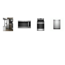 Whirlpool 4 Fingerprint Resistant STAINLESS STEEL APPLIANCE PACKAGE : Continuous 5 Burners Gas Range Self Clean Oven Air Fry,1.7CF OTR MW 300 CFM, Fully Integrated Dishwasher 51 dBA 3rd Rack ENERGY STAR, Counter Depth Side-by-Side Refrigerator Exteri