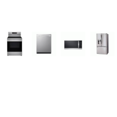 LG 4 STAINLESS : Smart Smooth Top Range Fan Convection Oven Air Fry, 1.8CF OTR MW, QuadWash Dishwasher 46 dB, 28 cu.ft French Door Refrigerator Ice Maker/Water Dispenser
