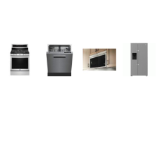 4 Stainless Steel Appliance Package : Maytag Gas Range True Convection Oven, 1.1 cu. ft. Built-in Design OTR Microwave, And beko 36" Side by Side Counter Depth Refrigerator EXT WD, Dishwasher 48dB Stainless Interior  