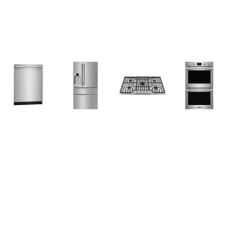 Frigidaire Professional 4 Smudge-Proof Stainless Steel : 36 inchW Gas Cooktop 18K BTU PowerPlus, 30'' Double Wall Oven Convection Air Fry, Built-In Dishwasher STAINLESS INTERIOR 47 dB ENERGY STAR, 21.8 Cu. Ft. Counter-Depth 4-Door French Door Refrige