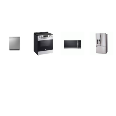 LG 4 STAINLESS : Slide-In Electric Range Self Clean Oven, 1.8CF OTR MW, Dishwasher 48dB Stainless Tub, 28CF 3-Door French Door Refrigerator WD