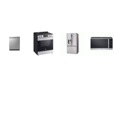 LG 4 STAINLESS : Slide-In Electric Range Self Clean Oven, 1.8CF OTR MW, Dishwasher 48dB Stainless Tub, 28CF 3-Door French Door Refrigerator WD
