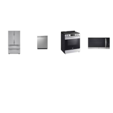 LG 4 STAINLESS : Slide-In Electric Range Self Clean Oven, OTR MW 300CFM, Dishwasher 48dB Stainless Tub, French 4-Door Counter-Depth Refrigerator Internal Water Dispenser Ice Maker 