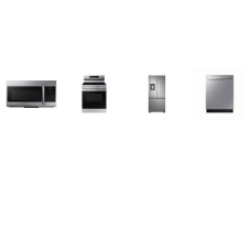 Samsung 4 STAINLESS : Electric Range Oven, 1.7cf OTR MW, Fully Integrated Dishwasher 51DBA, 30 inchW French Door Refrigerator Ice Maker EXT Water Dispenser