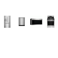 Frigidaire Gallery 4 Smudge-Proof Stainless : Gas Range Convection Oven Air Fry Griddle, 1.9CF OTR MW 400 CFM, 52 dBA FullyOrbitClean Dishwashe, Counter-Depth French Door Refrigerator EXT WD