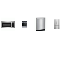 Frigidaire 4 Stainless Steel APPLIANCE PACKAGE: 30 inch Front Control Induction Slide In Range Convection Bake Oven, 1.8CF OTR MW 300 CFM, Fully Integrated Dishwasher 52dba, 28.8 Cu. Ft. French Door Refrigerator Water Filter Internal Water Dispenser 