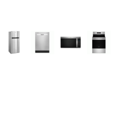 Whirlpool 4 STAINLESS : 55 dBA  Dishwasher, 1.7CF OTR MW 300 CFM, Gas Range Oven Air Fry Self Clean, 28 inchW 17.65CF Top-Freezer Refrigerator