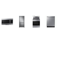 Samsung 4 STAINLESS : Electric Smoothtop Range 5 Element Convection Oven, 1.7cf OTR MW, Dishwasher 53DBA, 33 Inch Counter Depth French Door W/ICE MAKER 