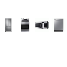 Samsung 4 STAINLESS : Electric Smoothtop Range 5 Element Convection Oven, 1.6cf OTR MW, Dishwasher 53DBA, 33 Inch Counter Depth French Door W/ICE MAKER 