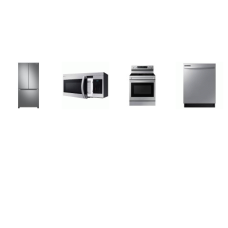 Samsung 4 STAINLESS : Electric Smoothtop Range 5 Element Convection Oven Griddle , 1.6cf OTR MW, Dishwasher 53DBA, 33 Inch Counter Depth French Door W/ICE MAKER 