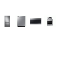 Samsung 4 STAINLESS : Electric Smoothtop Range 5 Element Convection Oven Griddle , 2.1cf OTR MW, Dishwasher 53DBA, 33 Inch Counter Depth French Door W/ICE MAKER 