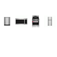 Frigidaire Gallery 4 Smudge-Proof Stainless : Electric Range Air Fry Convection Oven, 1.9CF OTR MW 400 CFM, Dishwasher 52 dBA, 20CF Freezer Refrigerator