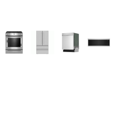 4 Stainless : Sharp Dishwasher 49 dBA, French 4-Door Counter Depth Refrigerator W/Ice Maker, And Kitchenaid Gas Slide-In Range True Convection Oven, Low Profile Microwave Hood Combination Dual Fan Ventilation