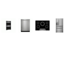 Frigidaire Gallery 4 Smudge-Proof Stainless Steel Package: 30 Inch Electric Cooktop 5 Elements, 30 Inch Double Electric Wall Oven Convection Air Fry Self Clean, Stainless Tub Built-In 47 dBA Dishwasher Third Level Rack, 36 Inch Counter-Depth French 4