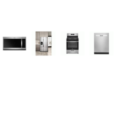 Whirlpool 4 STAINLESS : Gas Range Oven, OTR MW 300 CFM, 51 dBA Dishwasher , 36 Inch Side By Side Refrigerator Factory Installed Ice Maker Water Dispenser