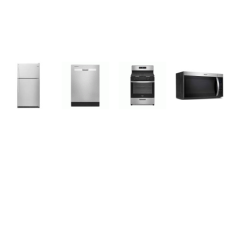 Whirlpool 4 STAINLESS : Gas Range Oven, OTR MW 300 CFM, 55 dBA Dishwasher, 33-inch Wide Top Freezer Refrigerator 