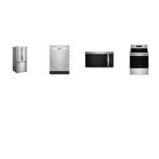 Whirlpool 4 Fingerprint Resistant STAINLESS : Smoothtop electric range Air Fry Self Clean Oven, OTR Microwave, 55 dBA Dishwasher, 30 Inch French Door Refrigerator Ice Maker