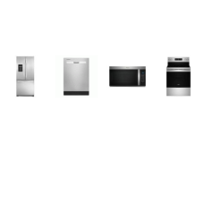Whirlpool 4 Fingerprint Resistant STAINLESS : Smoothtop electric range Air Fry Self Clean Oven, OTR Microwave, 55 dBA Dishwasher, 30 Inch French Door Refrigerator EXT WD