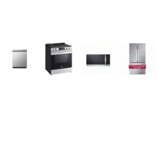 LG 4 STAINLESS : Slide-In Electric Range Oven, Dishwasher 50 dBA, 1.8CF OTR MW, 26.5CF Counter-Depth French Door Refrigerator Internal Water Dispenser Ice Maker