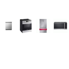 LG 4 STAINLESS : Slide-In Electric Range Oven, Dishwasher 50 dBA, 1.8CF OTR MW, 26.5CF Counter-Depth French Door Refrigerator Internal Water Dispenser Ice Maker