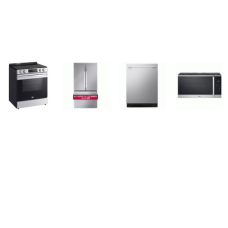 LG 4 STAINLESS : Slide-In Electric Range Oven, Dishwasher 46dBA, 1.8CF OTR MW, 26.5CF Counter-Depth French Door Refrigerator Internal Water Dispenser Ice Maker