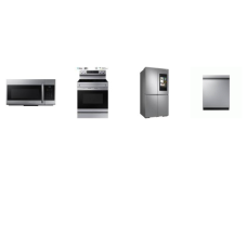 Samsung 4 STAINLESS STEEL PKG: Smoothtop Range 5 Element Convection Oven No-Preheat Air Fry Self Steam Clean, 1.7cf OTR MW 300CFM, 46 dBA Dishwasher StormWash 3rd Rack Half Load, 36 Inch Smart 4-Door Flex Refrigerator 28.6 Cu. Ft. Family Hub AutoFill