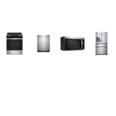 Whirlpool 4 STAINLESS : Slide In Gas Range Oven Self Clean, OTR MW, Dishwasher 51 dBA 3rd Rack , 25Cu. Ft. 4-Door French Door Refrigerator External WD
