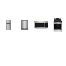 Frigidaire Gallery 4 Smudge-Proof STAINLESS APPLIANCE : 5brs Gas Range Convection Oven Air Fry Griddle, 1.9CF OTR MW 400 CFM,  Fully Integrated Dishwasher 52 dBA OrbitClean, 20CF Freezer Refrigerator Energy Star