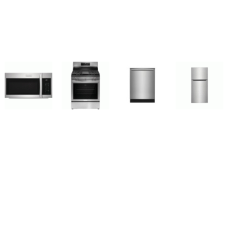 Frigidaire Gallery 4 Smudge-Proof STAINLESS : 5brs Gas Range Convection Oven Air Fry Griddle, 1.9CF OTR MW 400 CFM,  Dishwasher 42 dBA, 20CF Garage Ready Top Freezer Refrigerator