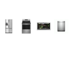 4 STAINLESS STEEL APPLIANCE PACKAGE : GE 30 Inch Smart Integrated Kitchen Hub Built-In Entertainment Ventilation System, 30 Inch Electric Smart Range Air Fry True Convection Oven, And Whirlpool Fully Integrated Dishwasher 51 dBA 3rd Rack ENERGY STAR,