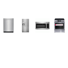 Frigidaire 4 STAINLESS : SLIDE IN Gas Range Convection Oven, 1.8CF OTR MW, 49 dBA Stainless Interior, Side-by-Side Refrigerator External Ice/Water Disp