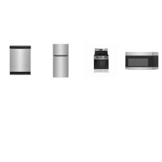 Frigidaire 4 Stainless : EvenTemp Element SMOOTH TOP RANGE OVEN, OTR MW, DW, 18CF Top Freezer Refrigerator