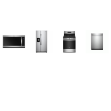 Whirlpool 4 Stainless Steel APPLIANCE PACKAGE : 36 Inch Side-by-Side Refrigerator In-Door-Ice Storage Exterior Ice and Water Dispenser, Continuous 5 Burners Gas Range Self Clean Convection Oven Air Fry, 2.1cf OTR MW 400 CFM Steam Cooking, Fully Integ