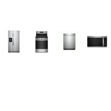 Whirlpool 4 Stainless : Side-by-Side Refrigerator In-Door-Ice Storage Exterior Ice and Water Dispenser, 5 Burners Gas Range Self Clean Convection Oven Air Fry, 1.9cf OTR MW, Dishwasher 51dBA
