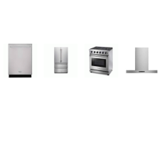 Thor Kitchen 4 Stainless : 30 Inch Gas Range Convection Oven, T-shape Range Hood 550 CFM, Dishwasher 46 dB Upper Rack 3rd Rack, 36 Inch Counter-Depth French Door Refrigerator Ice maker