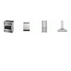 Thor Kitchen 4 Stainless : Gas Range Convection Oven, Chimney Hood 350cfm, Dishwasher 51dB Stainless Tub, 30" Bottom Freezer Refrigerator Ice maker