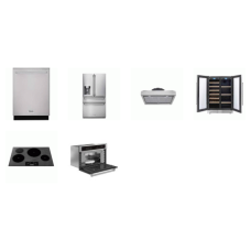 Thor Kitchen 6 Stainless Steel Appliance PKG : 30 Inch Induction Cooktop, 30 Inch Built-In Microwave, 30 Inch Wall Mount Hood 800 CFM, Dishwasher 46 dB, 24 Inch Under Counter Dual Zone Wine and Beverage Center, 36 Inch Counter Depth French 4-Door Ref