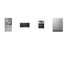 LG 4 STAINLESS APPLIANCE PKG: Slide-In Gas Smart Gas Range Double Oven Convection Air Fry, Over-the-Range Smart Microwave Oven 1.7 cu. ft. 300 CFM Exhaust Air Fry Convection, Fully Integrated Smart TrueSteam Dishwasher 3rd Rack 42 dBA, 36 Inch Counte