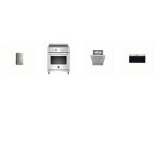 Bertazzoni 4 STAINLESS STEEL APPLIANCE PKG : 30 Inch Freestanding Induction Range Convection Oven, Wall Mount Range Hood 600 CFM 38 dbA, 24 Inch Fully Integrated Built-In Dishwasher stainless steel Interior 42 dB, 22.5CF Counter Depth French 4 Door R