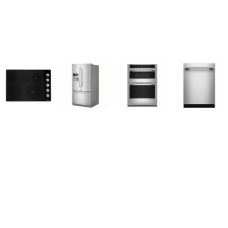 Kitchenaid 4 Stainless : Electric Cooktop, 30" Electric Combo Microwave Wall Oven Air Fry, 47 dBA Dishwasher, French Door Refrigerator EXT WD
