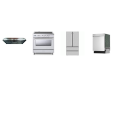 4 Stainless Steel Package : Verona 36 Inch 5 Element Induction Range Range Dual Convection Oven, 36 Inch Under Cabinet Range Hood 600 CFM, And Sharp Dishwasher 49 dBA , 36 Inch French 4-Door Counter Depth Refrigerator W/Ice Maker