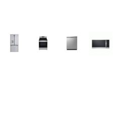LG 4 STAINLESS :  Smooth Top Range Oven, 1.8CF OTR MW, Dishwasher 48 dBA 3rd Rack, 30 Inch French Door Refrigerator EX WD