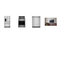 Kitchenaid 4 Stainless : Gas Range True Convection Oven, Over-The-Range Microwave with Flush Built-In Design, 47DBA Dishwasher, 25.8 Cu. Ft. 36-Inch French 5-Door Refrigerator WXT WD