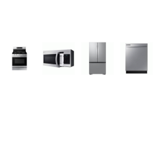 SAMSUNG 4 STAINLESS : GAS RANGE Convection Oven Air Fry, OTR MW, Dishwasher 53DBA, 32 cu. ft. 3-Door French Door Refrigerator Dual Auto Ice Maker