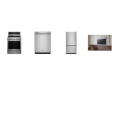 itchenaid 4 Stainless Steel Package : 5-Burner Gas Range 5.8 Cu. Ft. True Convection Oven, 2.0 CF OTR MW 300 CFM, 39 DBA Dishwasher 3rd Rack Stainless Steel Interior, 33 Inch Bottom Mount Refrigerator 22 cu. ft. (Optional Ice Maker, W11459724, $122)